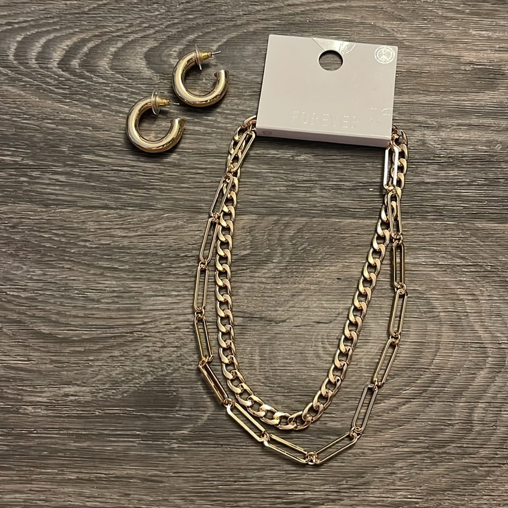 Gold Necklace and Earring Bundle